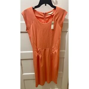 New Banana Republic Dress Sz 4 Coral Peach Cotton Poly Pique Knit NWT $69